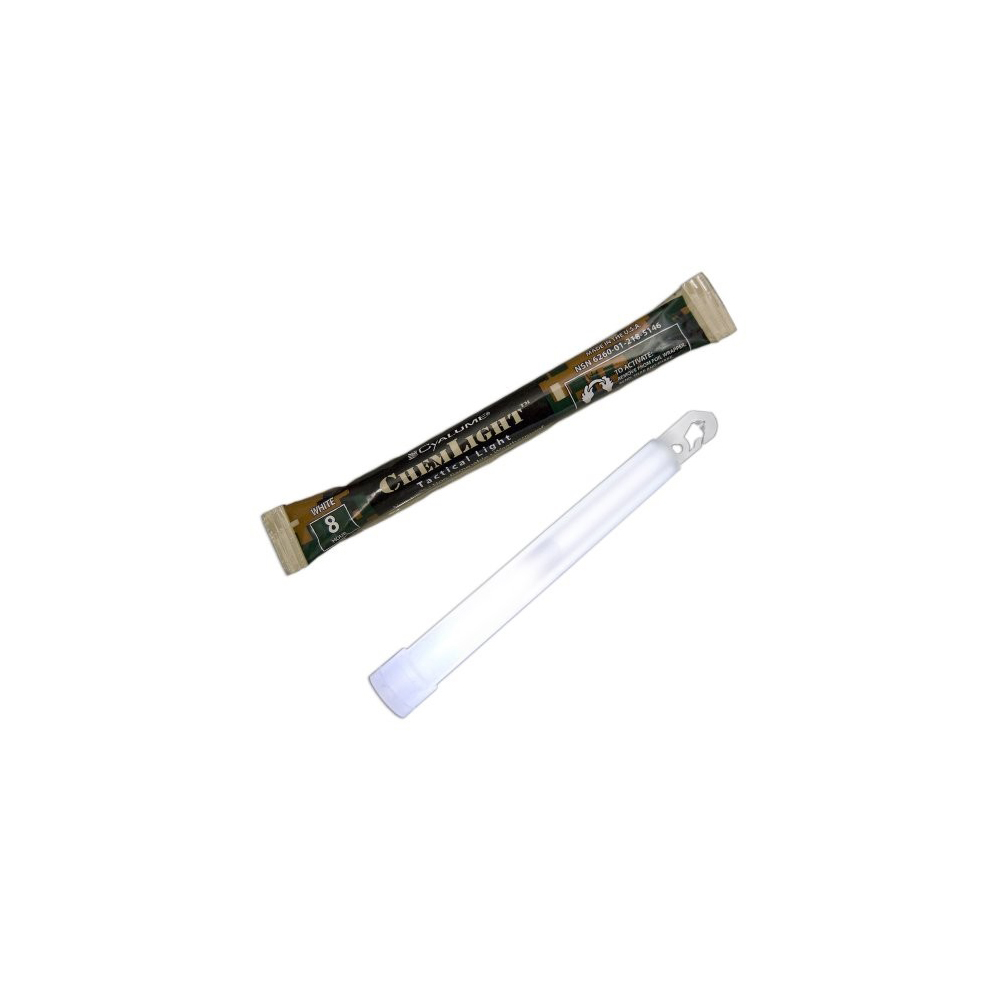 Cyalume ChemLight Military Grade 6" 8 Hour Chemical Light Sticks - White
